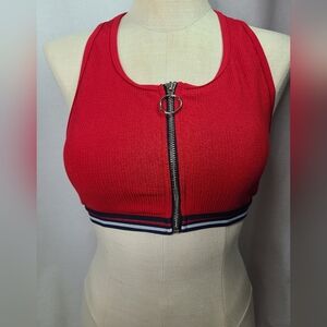 Ardene red zip front swim top- Size Medium- New with tags